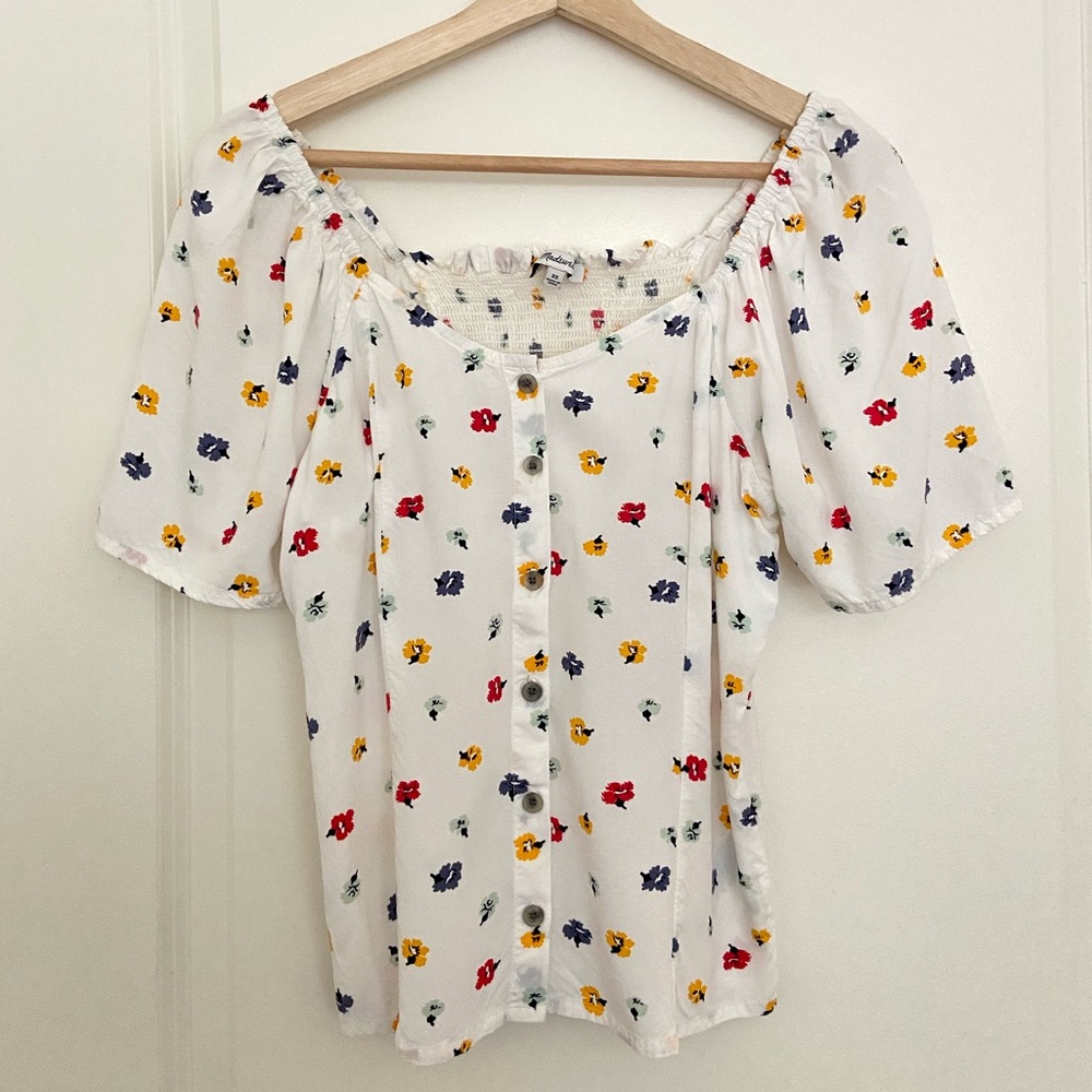 Madewell floral top, button down, XS
